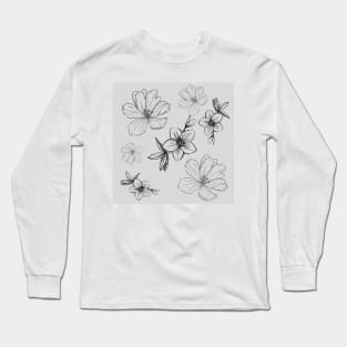 Spring flowers floral grey Long Sleeve T-Shirt